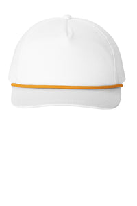 Port Authority Snapback Five-Panel Rope Cap C962 - White/ Athletic Gold
