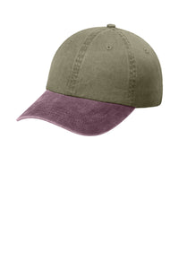 Port Authority Two-Tone Pigment-Dyed Cap - Khaki/ Maroon