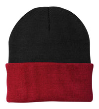 Port Authority Knit Cap - Black/ Athletic Red