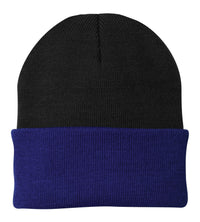Port Authority Knit Cap - Black/ Athletic Royal