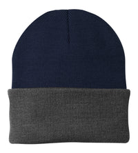 Port Authority Knit Cap - Navy/ Athletic Oxford