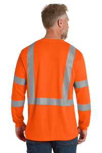 CornerStone  ANSI 107 Class 3 Mesh Long Sleeve Tee - Safety Orange Back