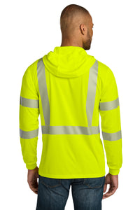 CornerStone ANSI 107 Class 3 Long Sleeve Segmented Tape Hooded Tee CS208 - Safety Yellow Back