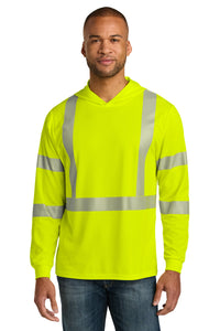 CornerStone ANSI 107 Class 3 Long Sleeve Segmented Tape Hooded Tee CS208 - Safety Yellow