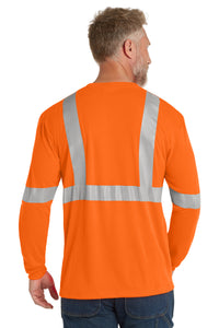 CornerStone ANSI 107 Class 2 Long Sleeve Safety T-Shirt - Safety Orange/ Reflective Back