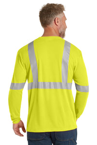CornerStone ANSI 107 Class 2 Long Sleeve Safety T-Shirt - Safety Yellow/ Reflective Back