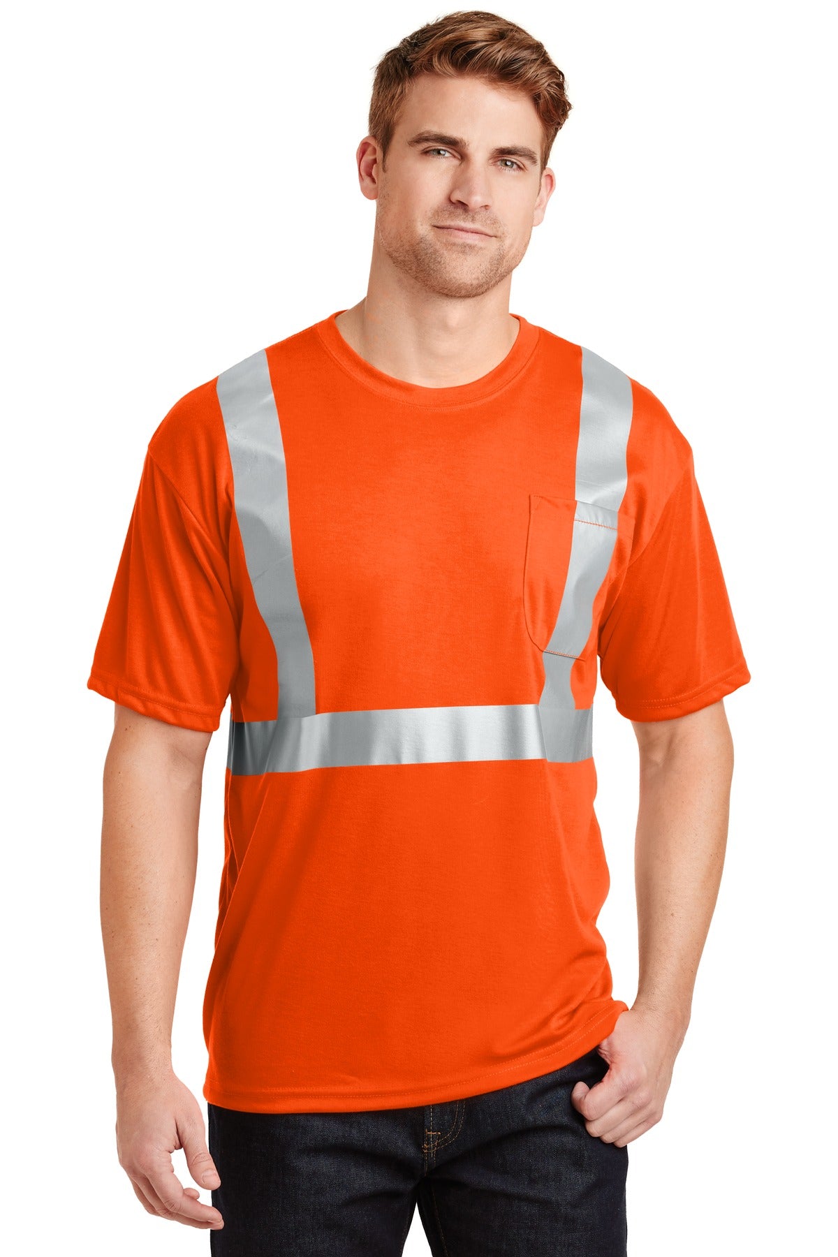 CornerStone - ANSI 107 Class 2 Safety T-Shirt - Safety Orange/ Reflective