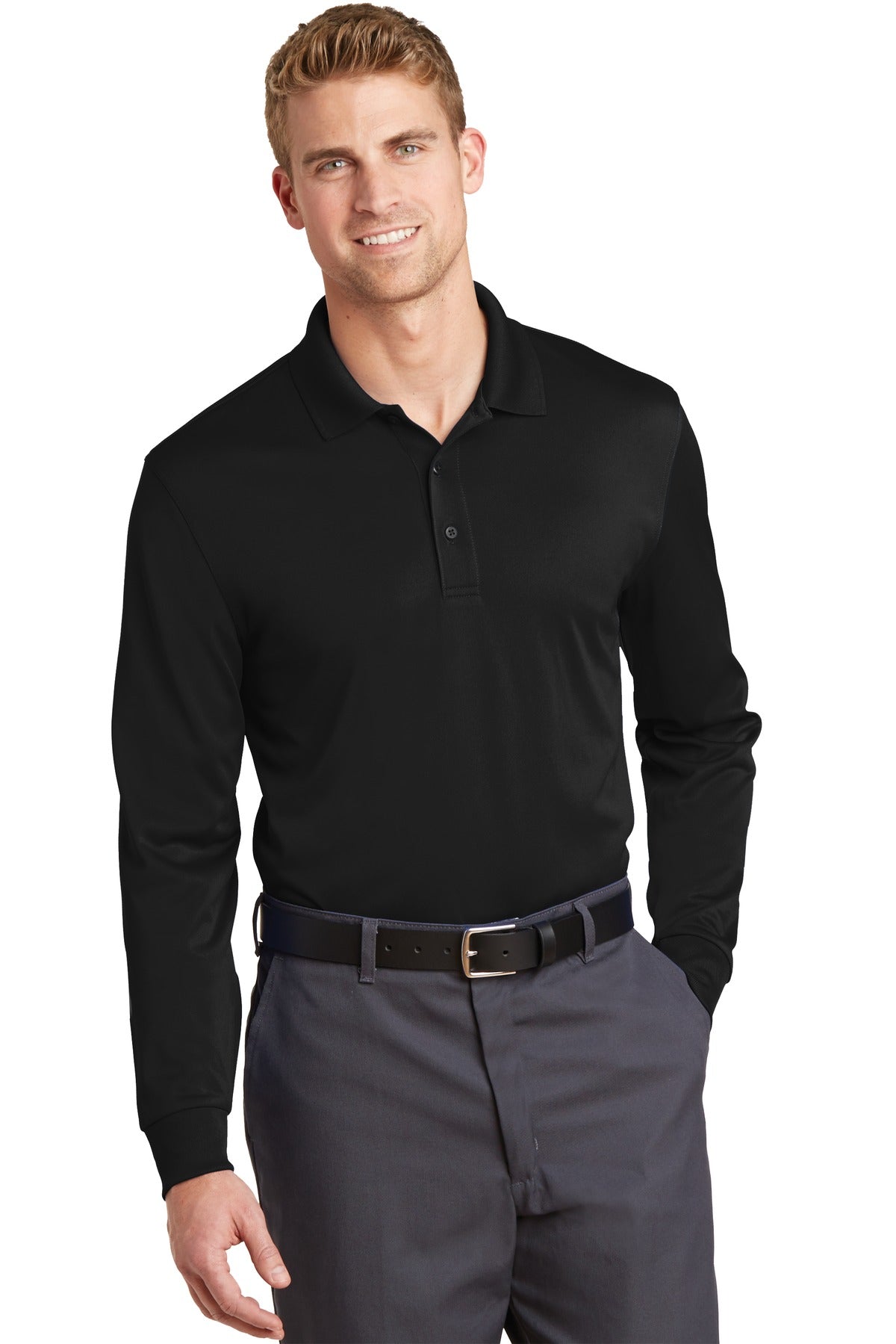 CornerStone Select Snag-Proof Long Sleeve Polo - Black