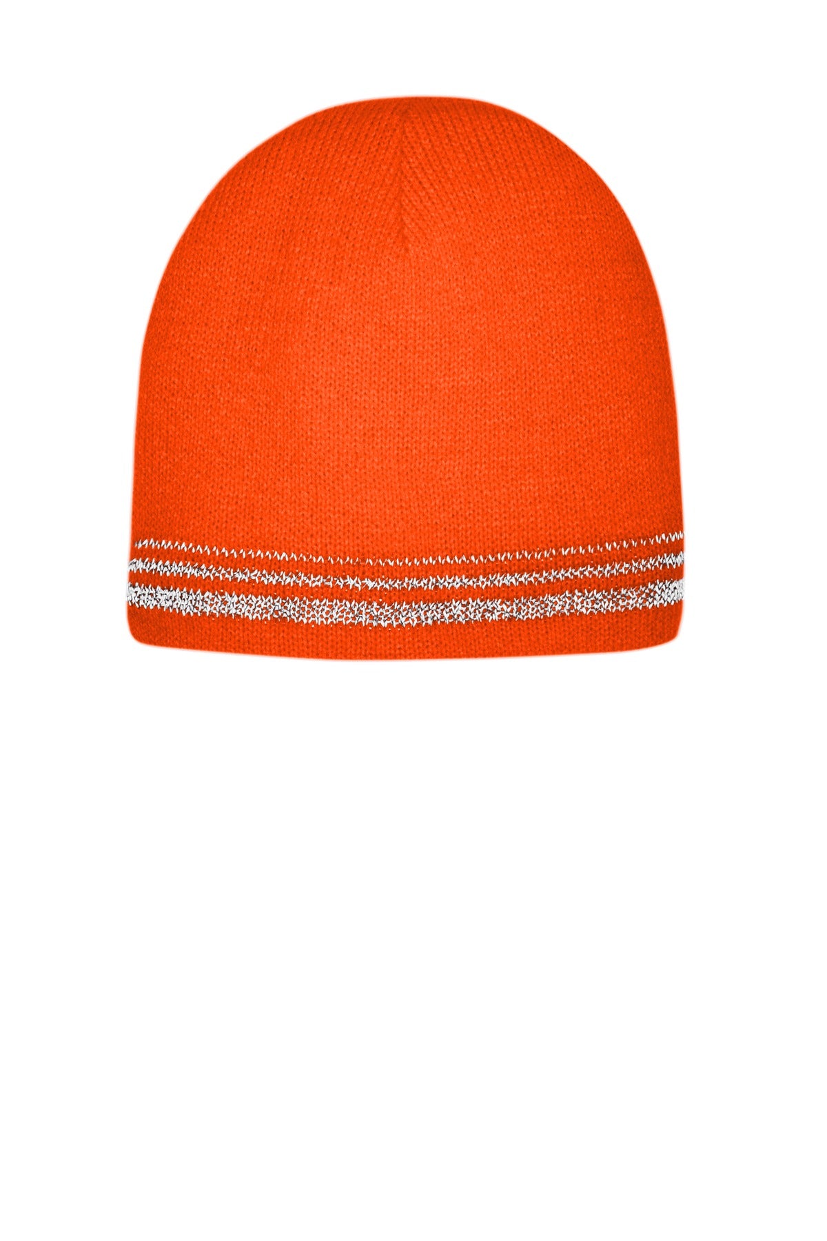 DISCONTINUED CornerStone   Lined Enhanced Visibility with Reflective Stripes Beanie CS804 - Safety Orange/ Reflective