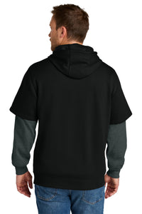 CornerStone Tough Fleece Layered Hoodie CSF632 - Black/ Charcoal Heather Back