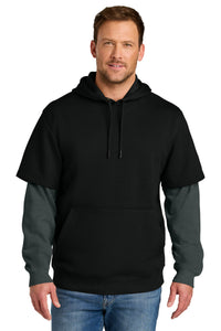 CornerStone Tough Fleece Layered Hoodie CSF632 - Black/ Charcoal Heather