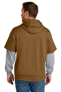 CornerStone Tough Fleece Layered Hoodie CSF632 - Duck Brown/ Heather Grey Back