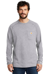 DISCONTINUED Carhartt Force  Cotton Delmont Long Sleeve T-Shirt - Heather Grey