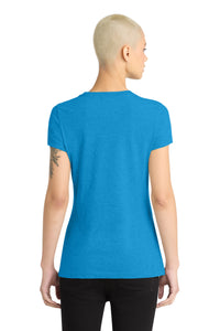 District  Women's Perfect Blend CVC Tee - Heathered Bright Turquoise Back