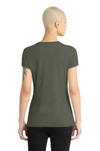 District  Women's Perfect Blend CVC Tee - Heathered Olive Back