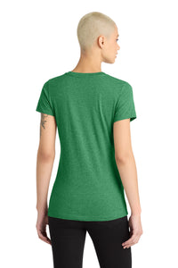 District Women's Perfect Blend CVC V-Neck Tee - Heathered Kelly Green Back