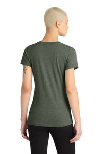 District Women's Perfect Blend CVC V-Neck Tee - Heathered Olive Back