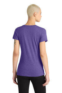 District Women's Perfect Blend CVC V-Neck Tee - Heathered Purple Back