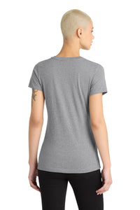 District Women's Perfect Blend CVC V-Neck Tee - Light Heather Grey Back