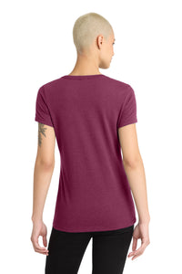 District Women's Perfect Blend CVC V-Neck Tee - Raspberry Fleck Back