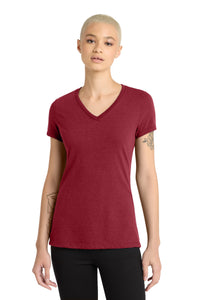 District Women's Perfect Blend CVC V-Neck Tee - Red Fleck