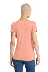 District Women's Perfect Tri V-Neck Tee - Heathered Dusty Peach Back