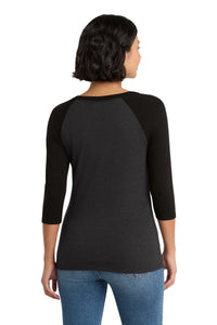 District Women's Perfect Tri 3/4-Sleeve Raglan - Black/ Black Frost Back