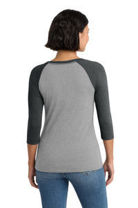 District Women's Perfect Tri 3/4-Sleeve Raglan - Black Frost/ Grey Frost Back