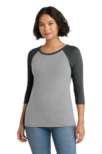 District Women's Perfect Tri 3/4-Sleeve Raglan - Black Frost/ Grey Frost