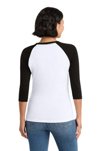 District Women's Perfect Tri 3/4-Sleeve Raglan - Black/ White Back