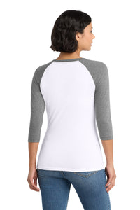 District Women's Perfect Tri 3/4-Sleeve Raglan - Grey Frost/ White Back