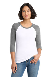 District Women's Perfect Tri 3/4-Sleeve Raglan - Grey Frost/ White