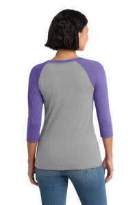 District Women's Perfect Tri 3/4-Sleeve Raglan - Purple Frost/ Grey Frost Back