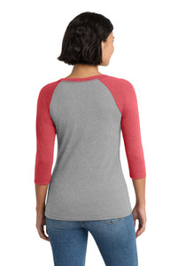 District Women's Perfect Tri 3/4-Sleeve Raglan - Red Frost/ Grey Frost Back