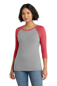 District Women's Perfect Tri 3/4-Sleeve Raglan - Red Frost/ Grey Frost