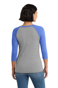 District Women's Perfect Tri 3/4-Sleeve Raglan - Royal Frost/ Grey Frost Back