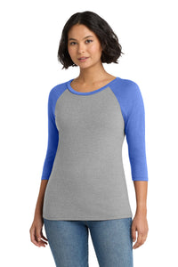 District Women's Perfect Tri 3/4-Sleeve Raglan - Royal Frost/ Grey Frost