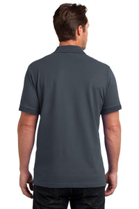 DISCONTINUED District Made Mens Stretch Pique Polo - Grey Smoke Back