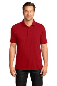 DISCONTINUED District Made - Mens Slub Polo - Classic Red
