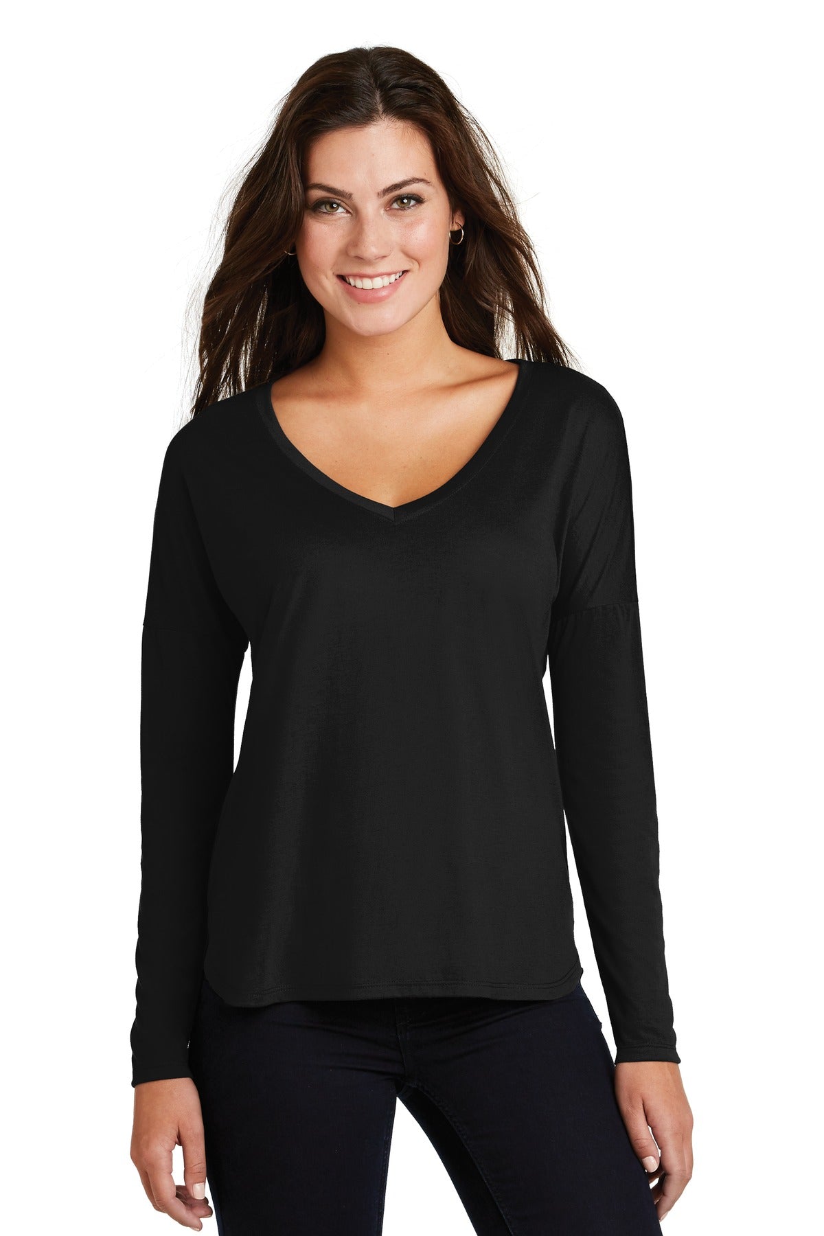 DISCONTINUED District  Women's Drapey Long Sleeve Tee - Black