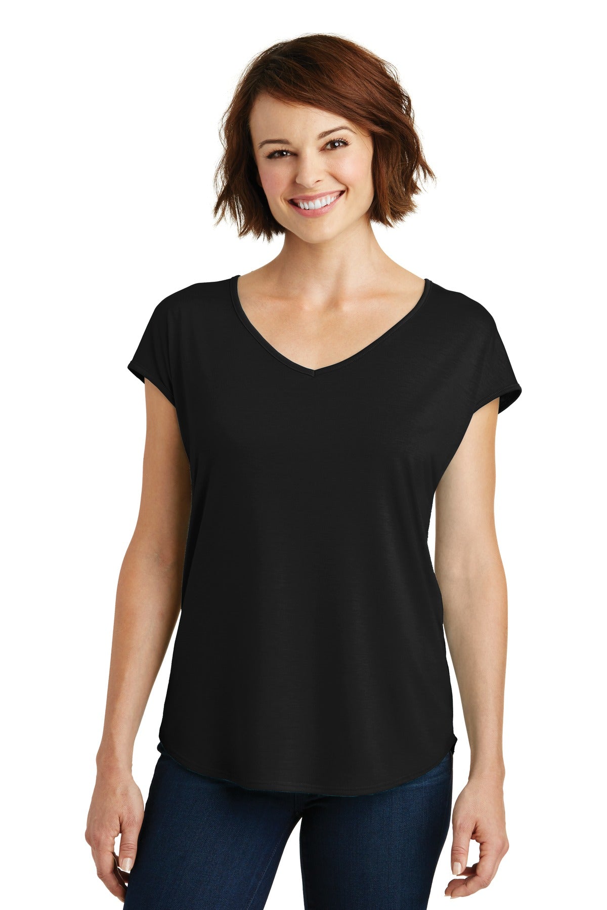 DISCONTINUED District  Women's Drapey Cross-Back Tee - Black