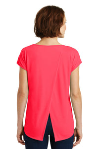 DISCONTINUED District  Women's Drapey Cross-Back Tee - Hot Coral Back