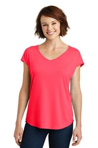 DISCONTINUED District  Women's Drapey Cross-Back Tee - Hot Coral