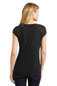 DISCONTINUED District Made Ladies 60/40 Bling Tee - Black/ Gold Back