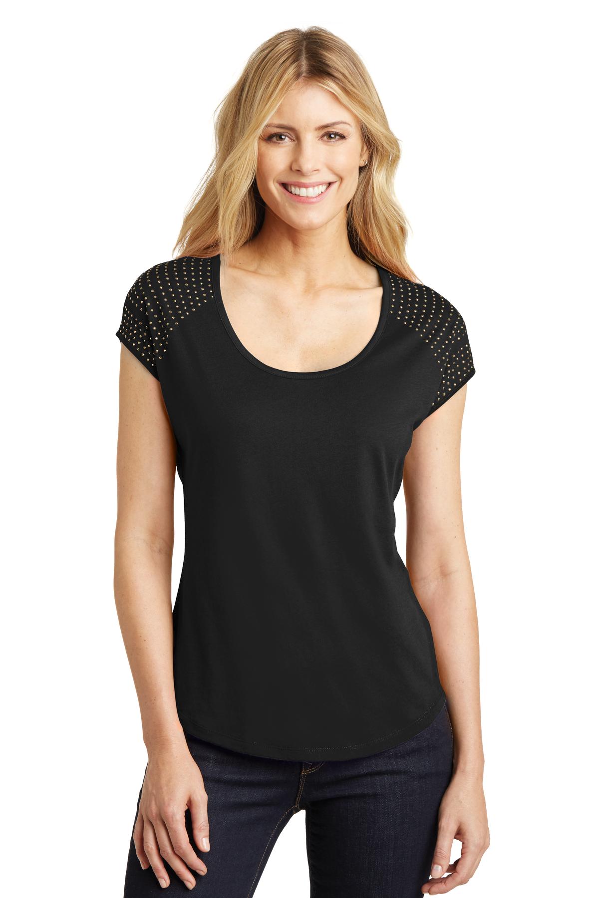 DISCONTINUED District Made Ladies 60/40 Bling Tee - Black/ Gold