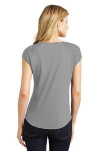 DISCONTINUED District Made Ladies 60/40 Bling Tee - Frost Grey/ Black Back