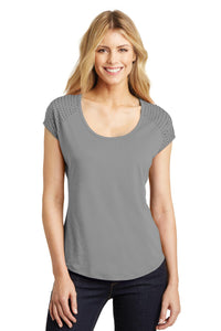 DISCONTINUED District Made Ladies 60/40 Bling Tee - Frost Grey/ Black