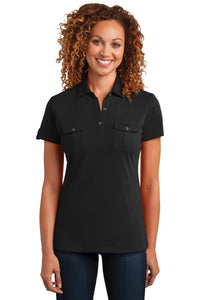 DISCONTINUED District Made Ladies Double Pocket Polo - Black