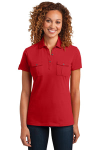 DISCONTINUED District Made Ladies Double Pocket Polo - Classic Red