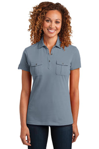 DISCONTINUED District Made Ladies Double Pocket Polo - Storm Grey